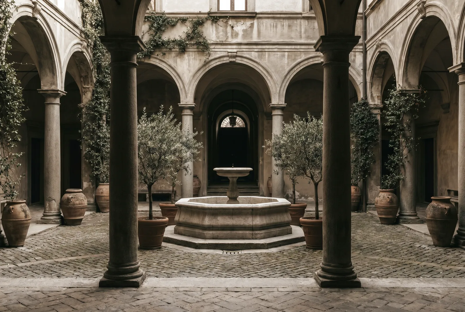 Cortile di un boutique hotel in un palazzo italiano